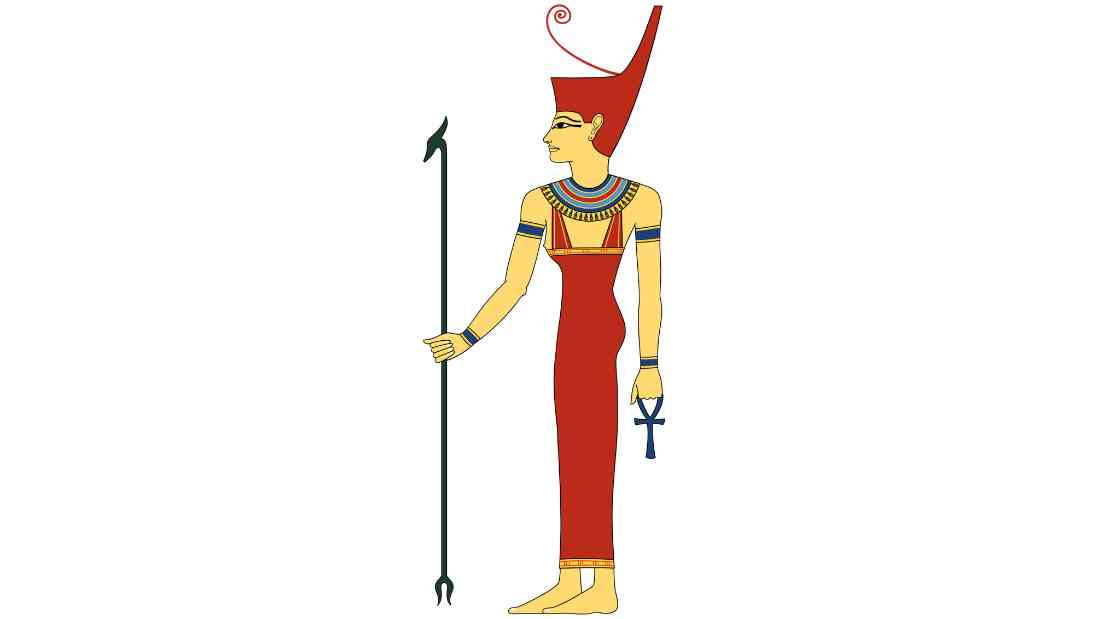 A representation of the Egyptian Goddess Amunet as a woman wearing the Deshret Crown, holding an Ankh and the Was scepter as she was depicted in The Temple of Luxor. Eternal Space, CC BY-SA 4.0, via Wikimedia Commons