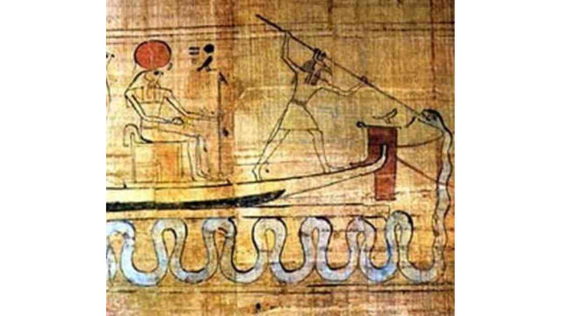 ancient Egyptian Gods battling Apep