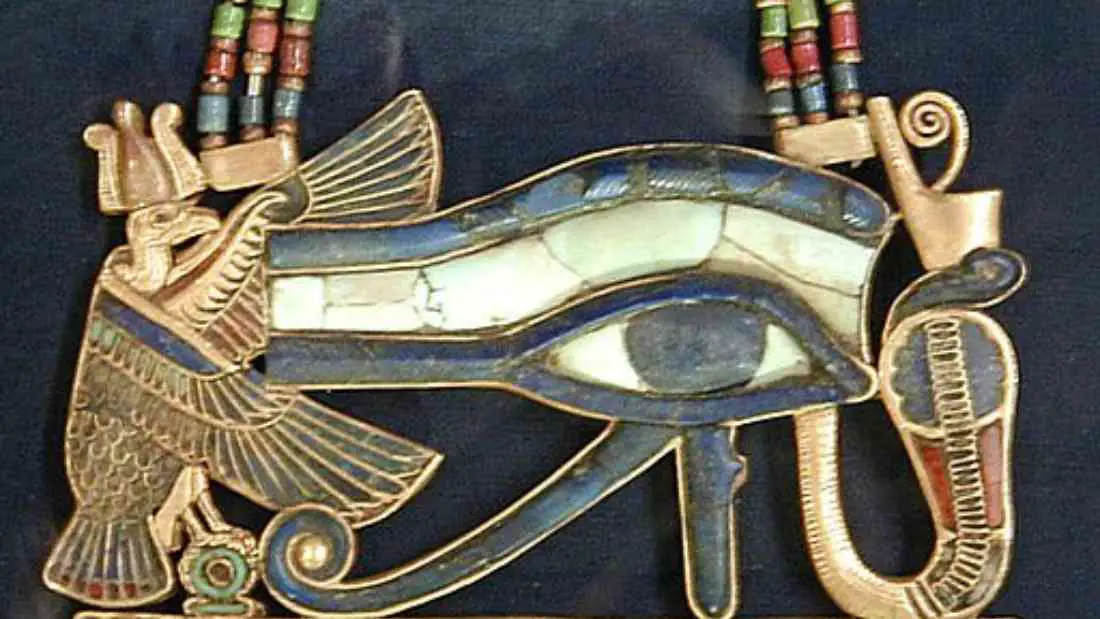 A Wedjat/Udjat 'Eye of Ra' pendant. Jon Bodsworth, Copyrighted free use, via Wikimedia Commons