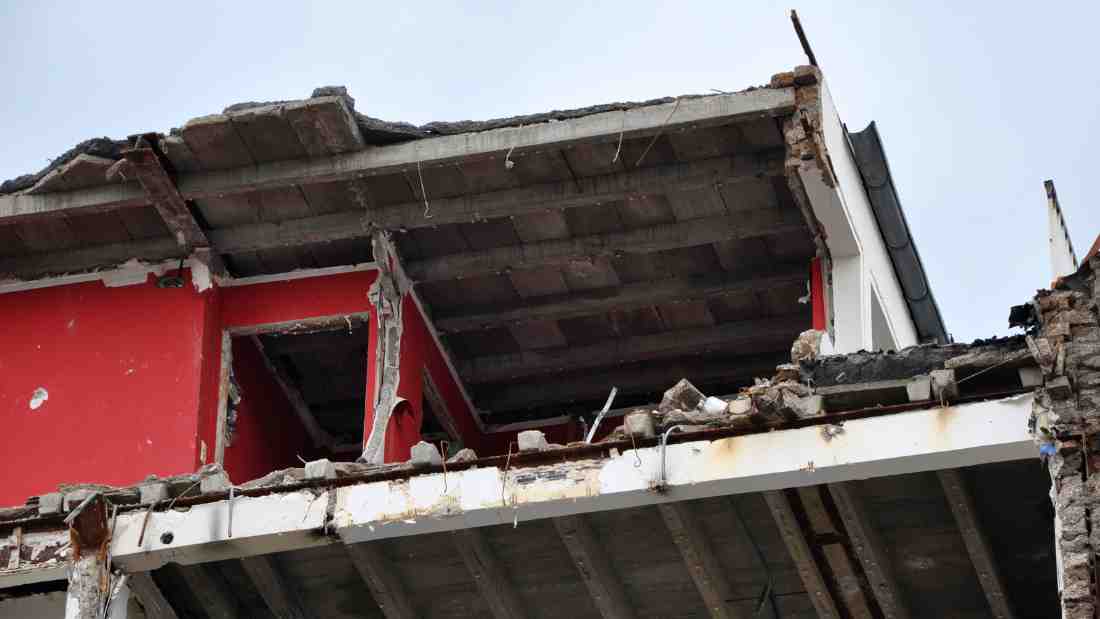 Rubble after an earthquake