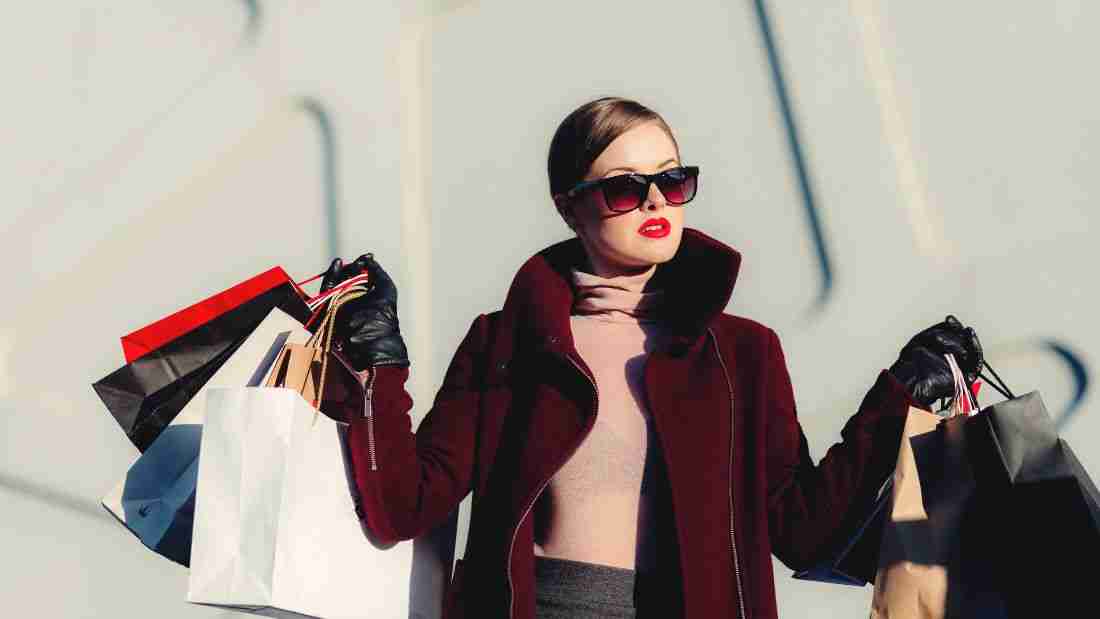 A woman on a big shopping spree